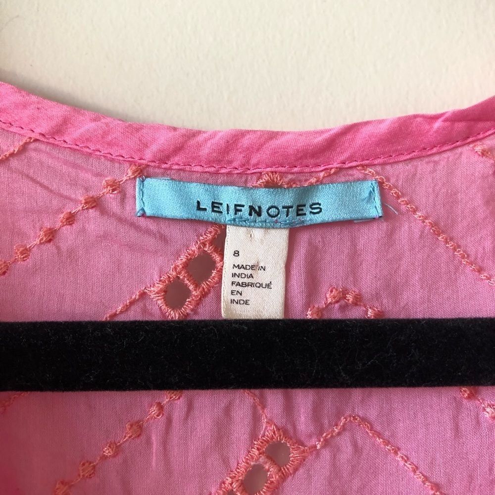 ANTHROPOLOGIE Leifnotes Andie Eyelet Pink Top - Picture 9 of 10